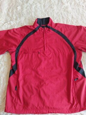 Vintage 2007 Adidas ClimaProof Short Sleeve 1/4 Zip Windbreaker Jacket Red
